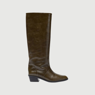 Sarah Bottes en Cuir Kaki