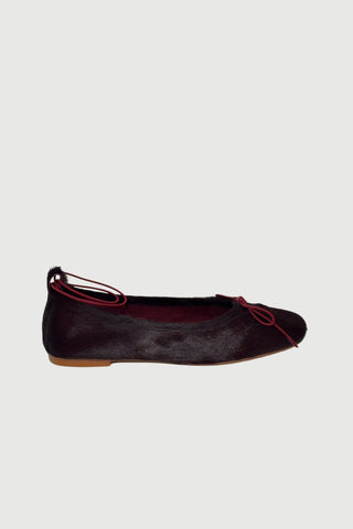 Sienna Ballet Flats in Burgundy Calf Hair - Size 38