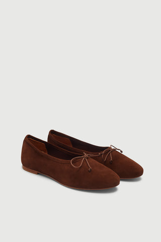 Ava Ballet Flats in Chocolate Suede