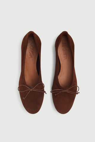 Ava Ballet Flats in Chocolate Suede