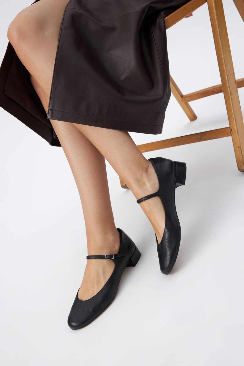 Emilia Mary Janes in Black Leather – Augusta the Brand