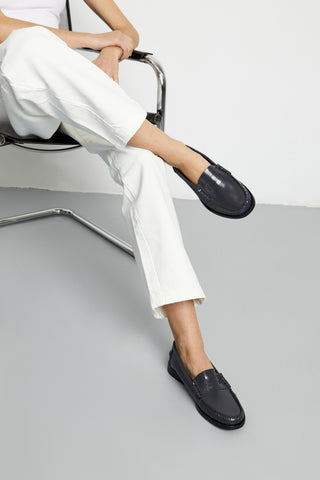 Zoe Loafers in Grey Leather