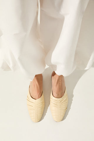 Heidi Mules in Cream Leather