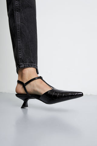 Camila Pumps in Black croc-effect Leather