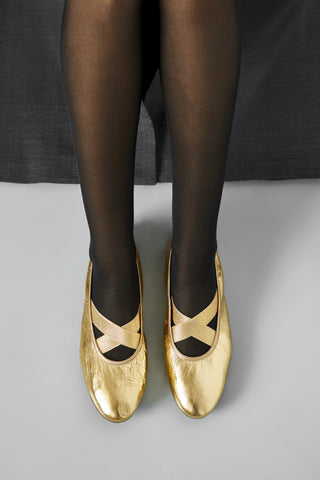 Bettina Ballet Flats in Gold Leather