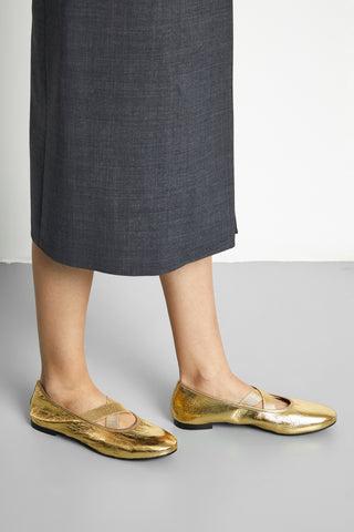 Bettina Ballet Flats in Gold Leather