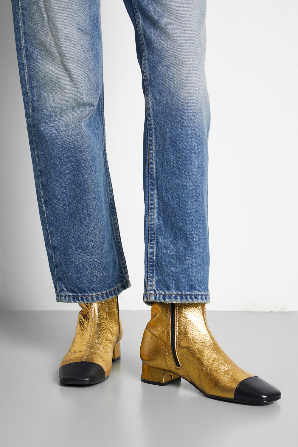 Laurie Ankle Boots in Gold Leather Laurie Ankle Boots in Gold Leather