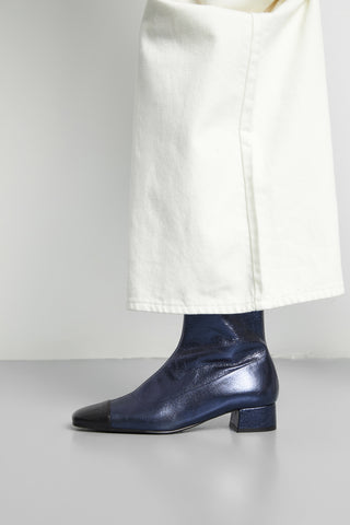 Laurie Ankle Boots in Ocean-coloured Metallic Leather