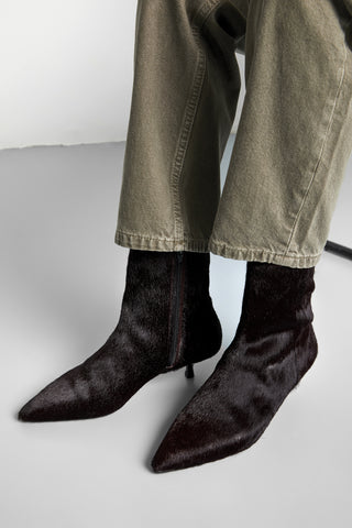 Paula Ankle Boots in Burgundy Calf Hair