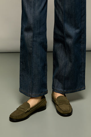Zoe Mocassins en Daim Kaki