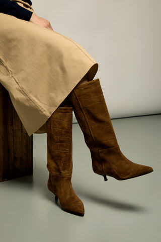 Sydney Bottes en Cuir Camel effet Croco