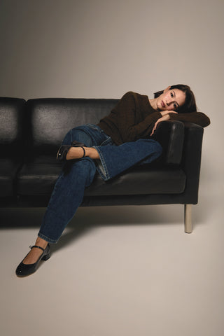 Emilia Mary Janes in Black Patent Leather