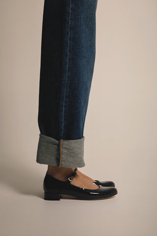 Emilia Mary Janes in Black Patent Leather