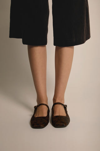 Julieta Mary Janes in Dark Leopard Calf Hair