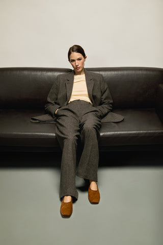 Berta Flats in Caramel Calf Hair Leather