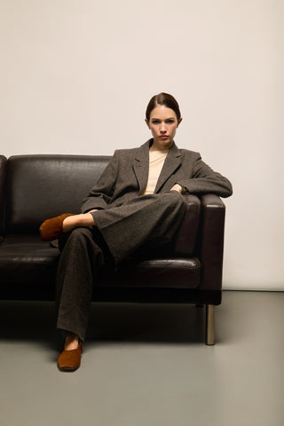 Berta Flats in Caramel Calf Hair Leather