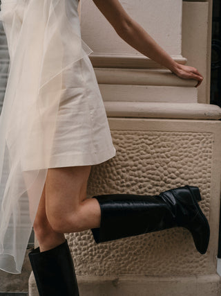 Sarah Boots in Black Leather