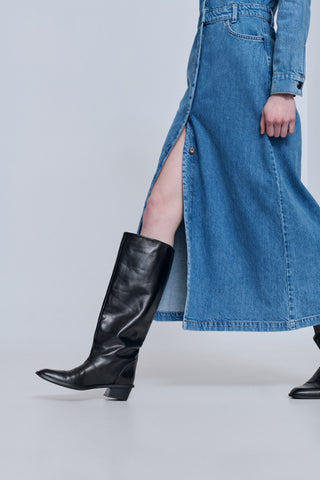 Sarah Boots in Black Leather