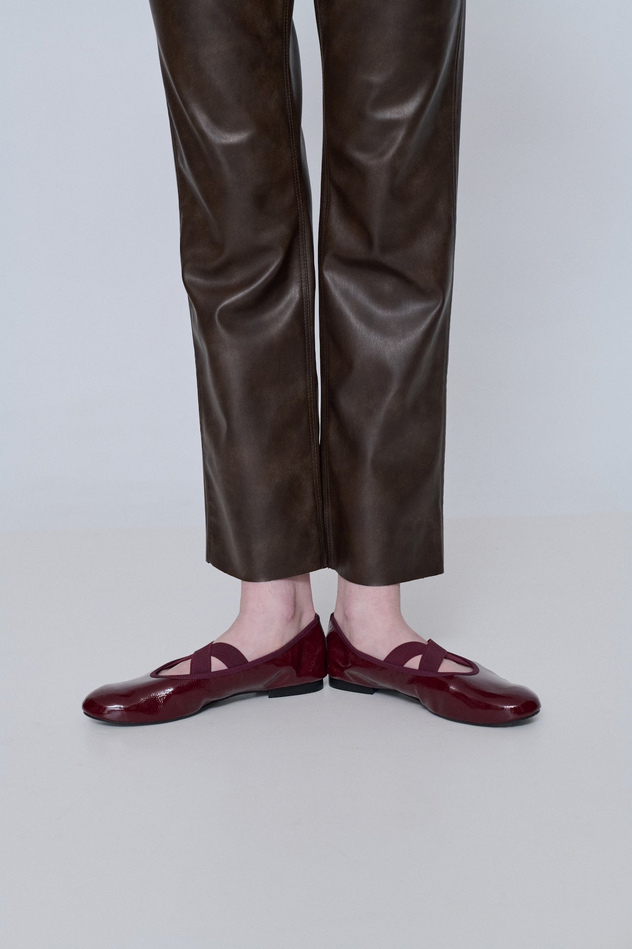 Bettina Ballet Flats in Burgundy Patent Leather Bettina Ballet Flats in Burgundy Patent Leather