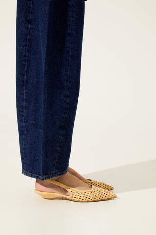 Harper Slingback Flats in Vanilla Woven Leather