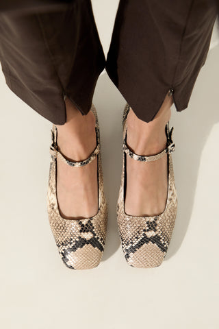 Julieta Mary Janes in Snake Print Leather