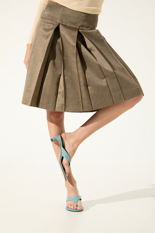 Farah Sandals in Croc-effect Light Blue Leather