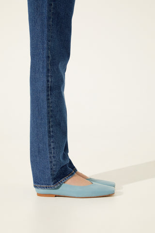 Kate Ballet Flats in Light Blue Leather