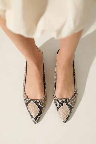 Harper Slingback Flats in Snake Print Leather