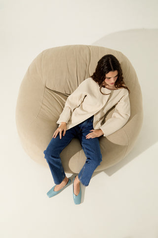 Kate Ballet Flats in Light Blue Leather