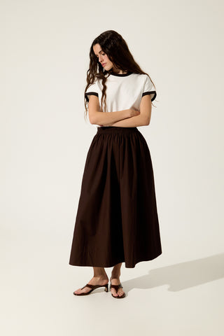 Farah Sandals in Croc-effect Chocolate Leather