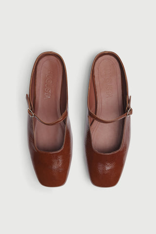 Aria Mule in Saddle-coloured Patent Leather
