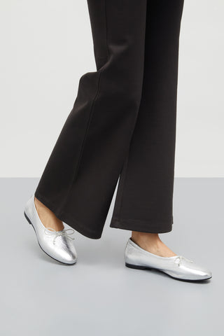 Ava Ballet Flats in Silver Leather