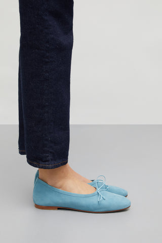 Ava Ballet Flats in Blue Suede