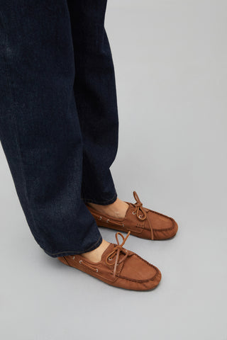 Ivy Boat Shoes in Caramel Nobuk