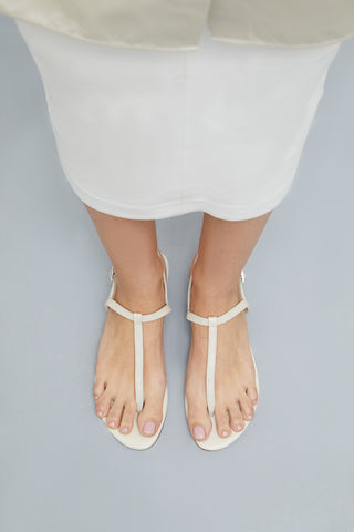 Daphne Sandals in Ivory Patent Leather