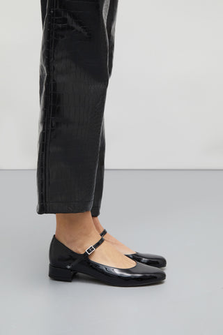 Emilia Mary Janes in Black Patent Leather