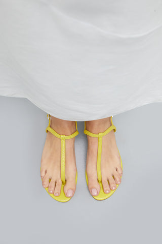 Daphne Sandals in Lime Patent Leather