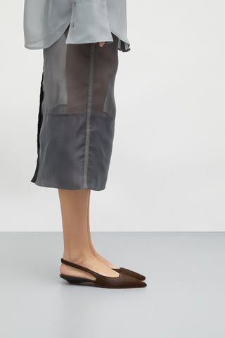 Harper Slingback Flats in Chocolate Calf Hair