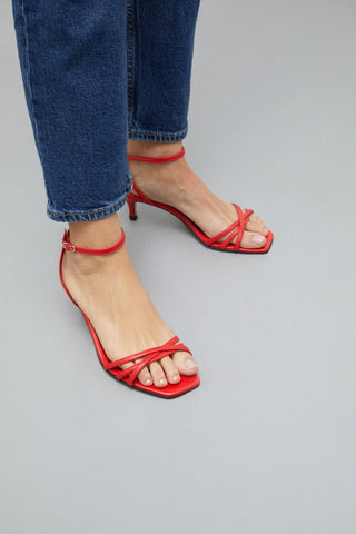 Uma Sandals in Red Leather