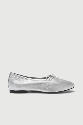 Ava Ballet Flats in Silver Leather