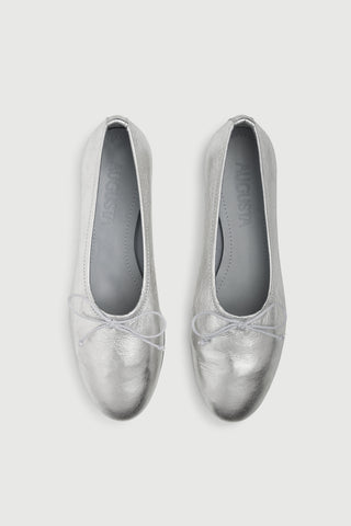 Ava Ballet Flats in Silver Leather