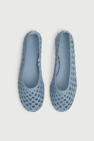 Ava Ballet Flats in Woven Blue Leather