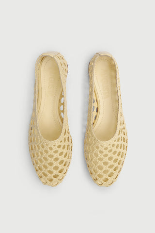 Ava Ballet Flats in Vanilla Woven Leather