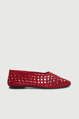 Ava Ballet Flats in Woven Red Leather