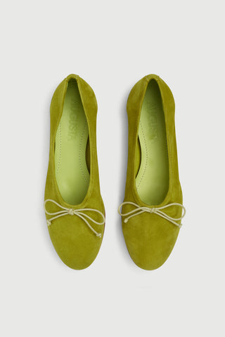 Ava Ballet Flats in Lime Suede