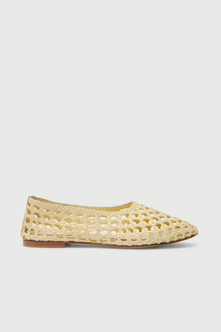 Ava Ballet Flats in Vanilla Woven Leather