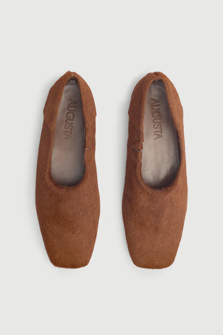 Berta Flats in Caramel Calf Hair Leather
