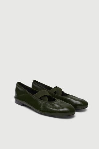 Bettina Ballerines en Cuir verni Kaki - Taille 37