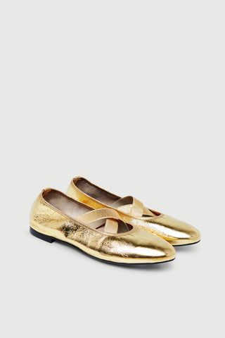 Bettina Ballet Flats in Gold Leather