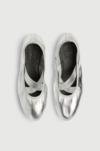 Bettina Ballet Flats in Silver Leather